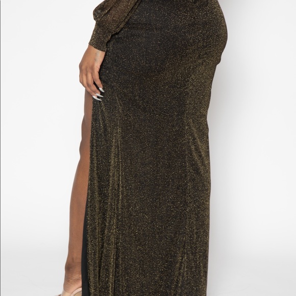 Black Shimmer Maxi Dress Backless - Picture 8 of 9